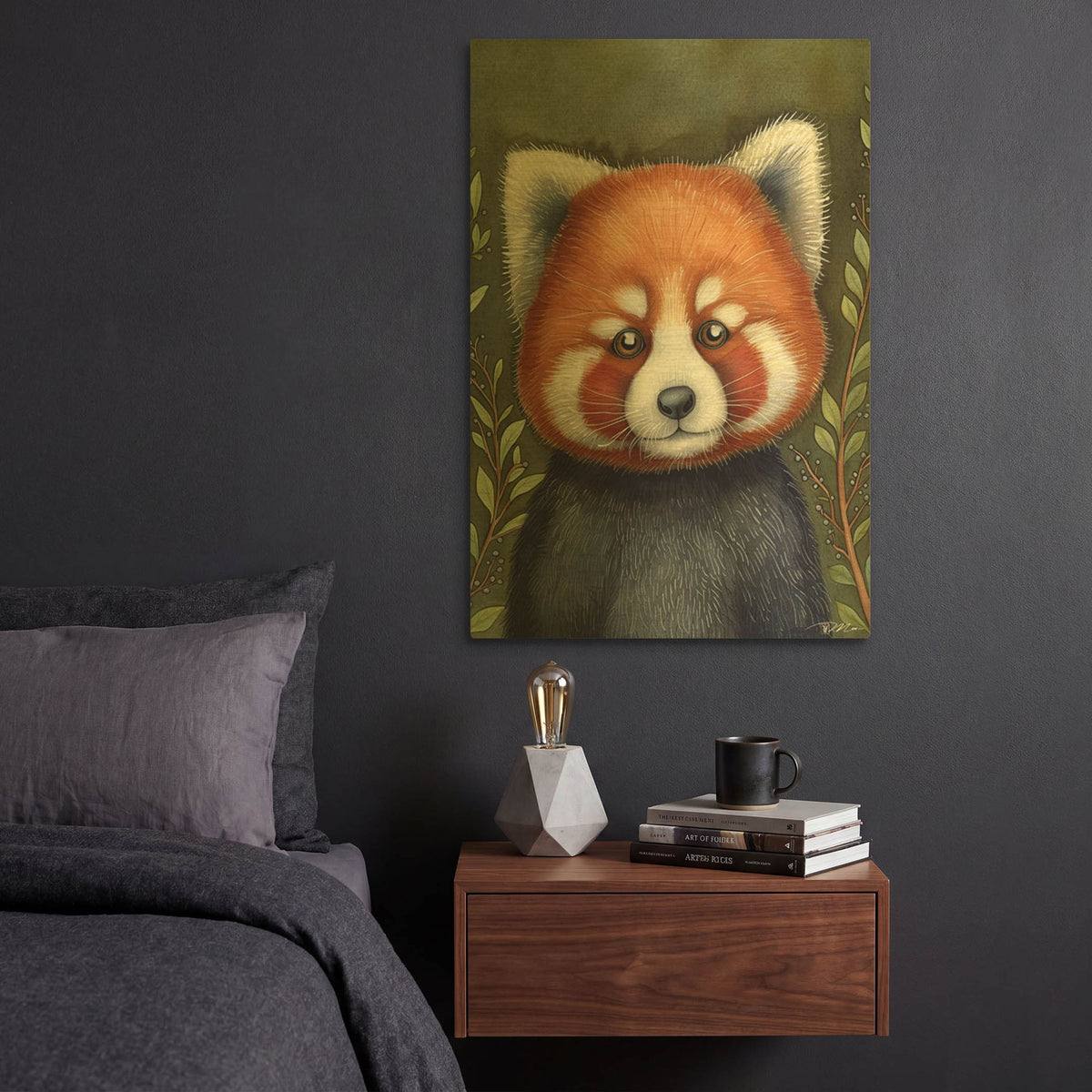 'Red Panda Portrait' By Momart Gold Metal Wall Art