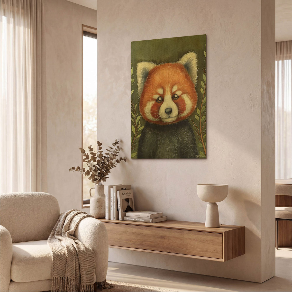 'Red Panda Portrait' By Momart Gold Metal Wall Art