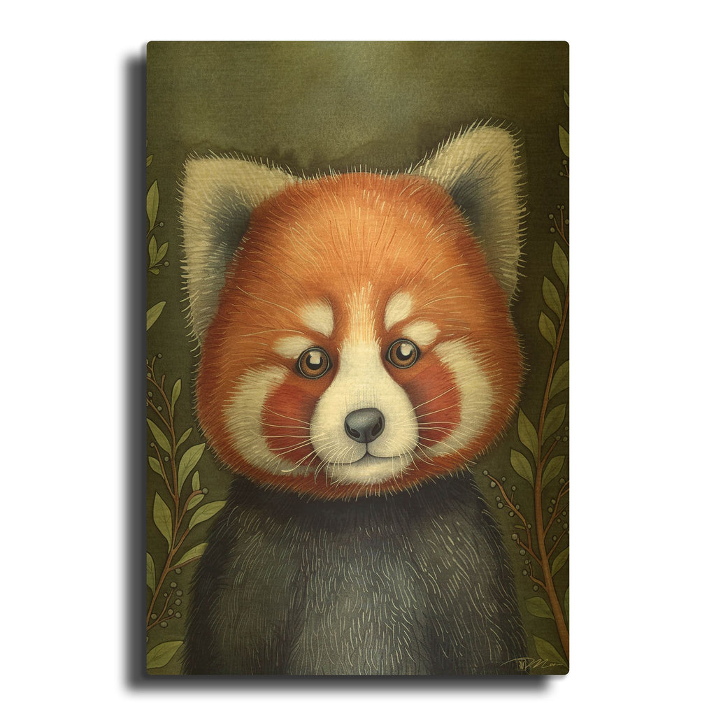 'Red Panda Portrait' By Momart Gold Metal Wall Art