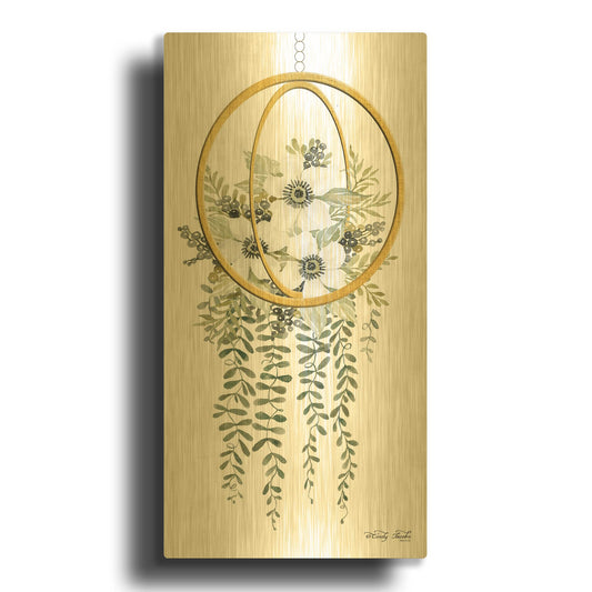 'Gold Geometric Circle & Ivy' By Cindy Jacobs Gold Metal Wall Art