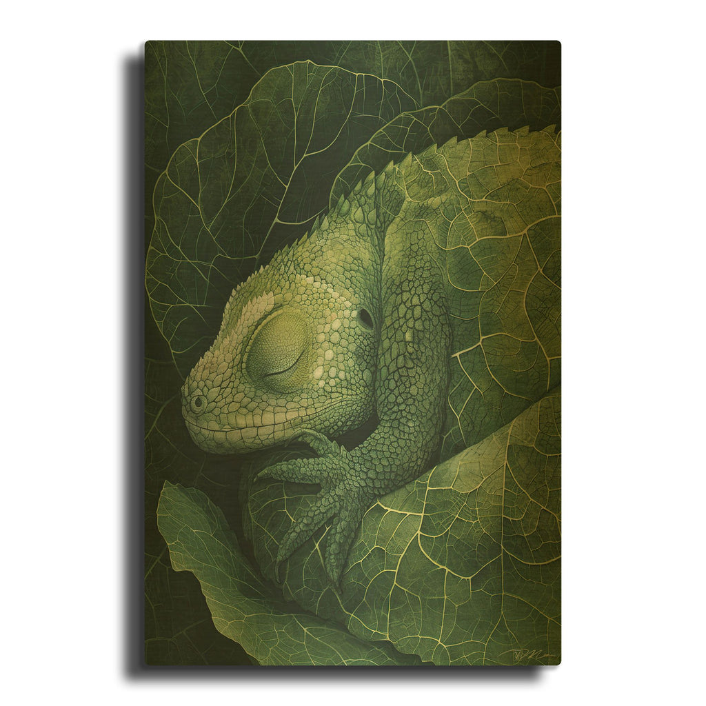 'Rest Between The Green Leaves' By Momart Gold Metal Wall Art