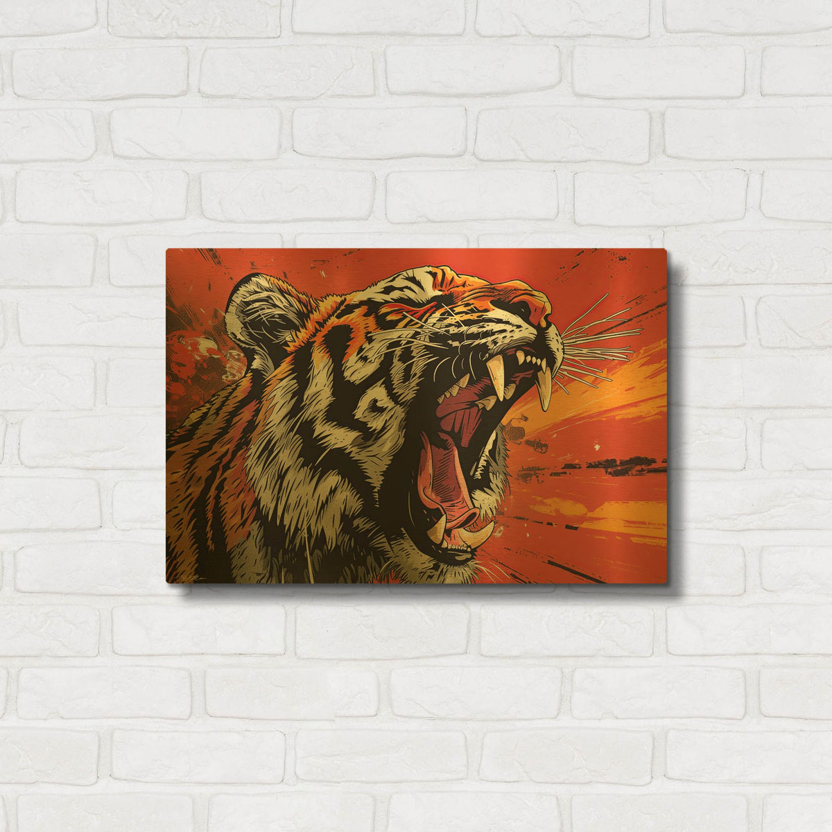 'Roaring Tiger' By Momart Gold Metal Wall Art