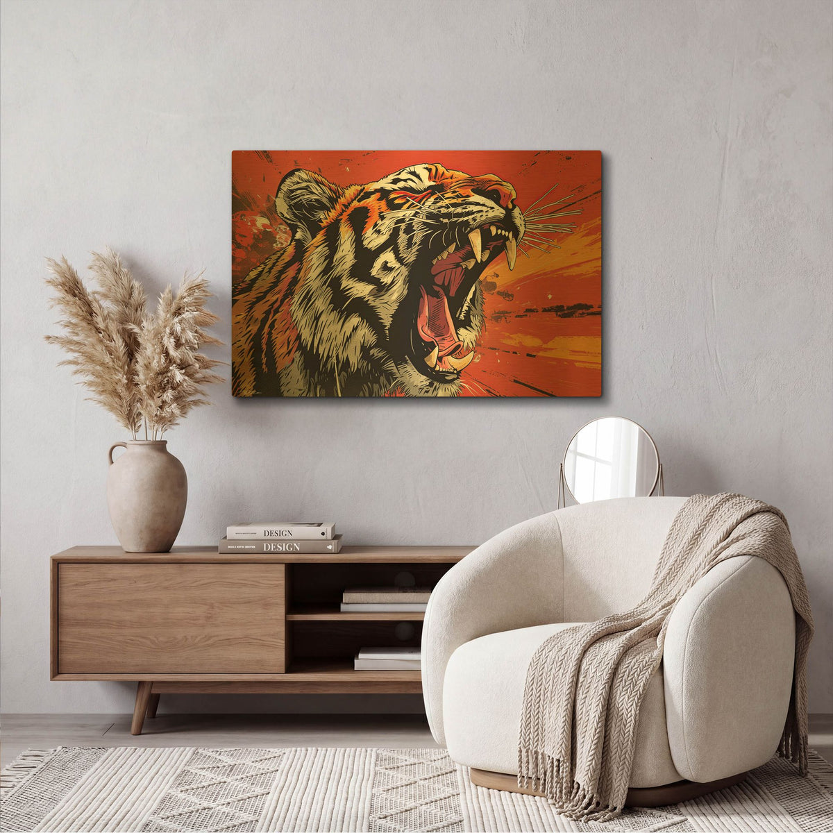 'Roaring Tiger' By Momart Gold Metal Wall Art
