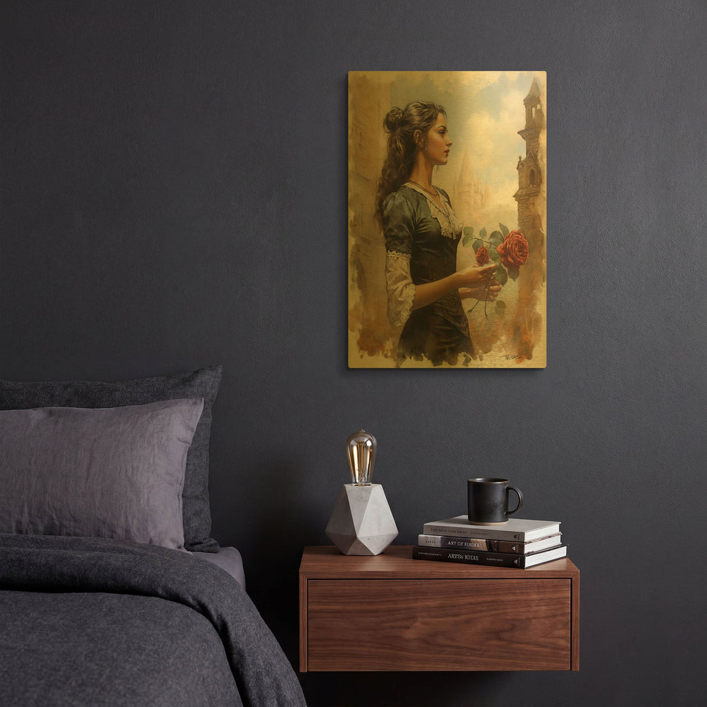 'Romantic Girl' By Momart Gold Metal Wall Art