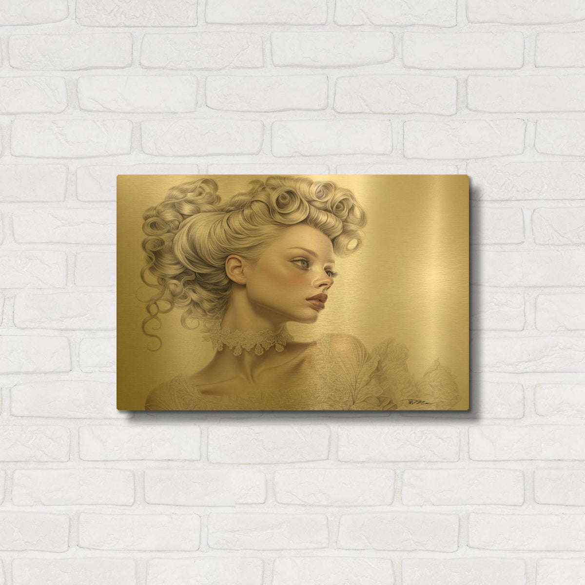 'Sad Lady' By Momart Gold Metal Wall Art