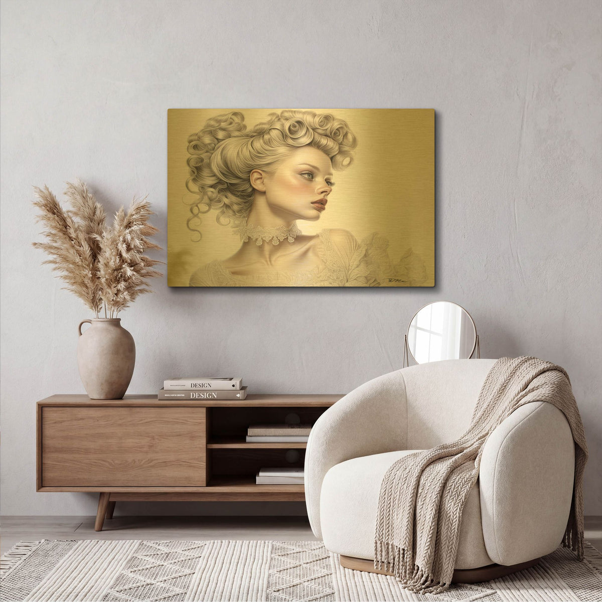 'Sad Lady' By Momart Gold Metal Wall Art