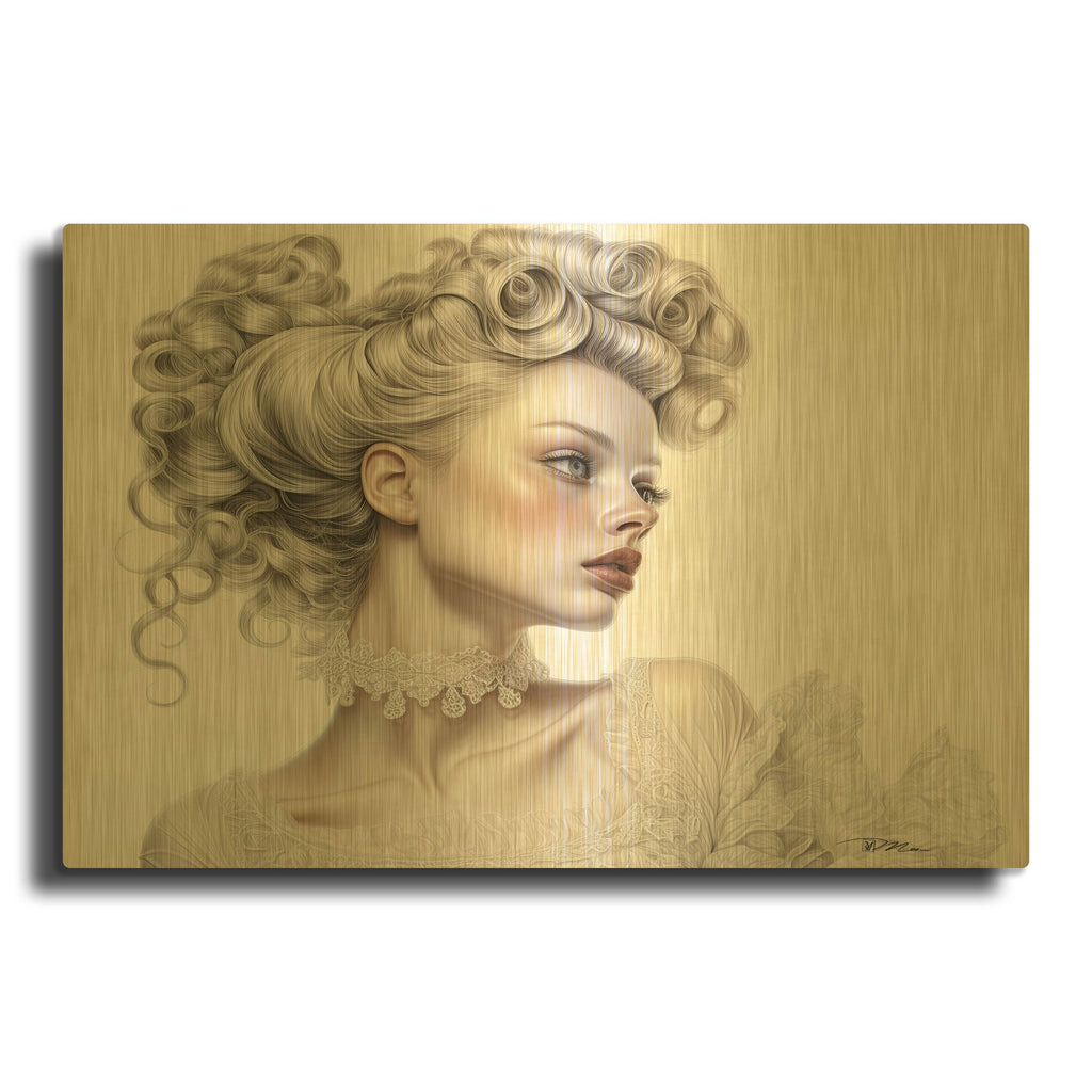 'Sad Lady' By Momart Gold Metal Wall Art