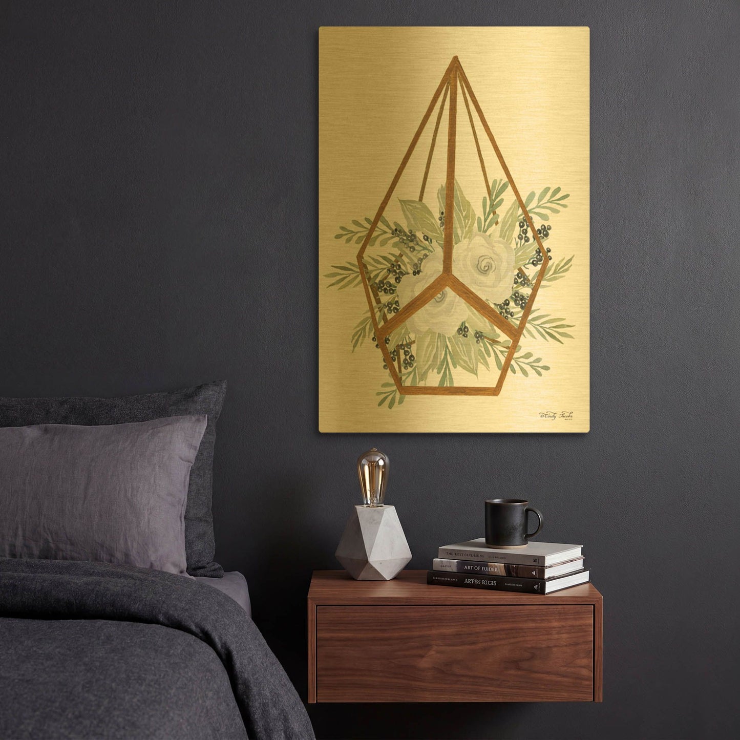 'Gold Geometric Diamond' By Cindy Jacobs Gold Metal Wall Art