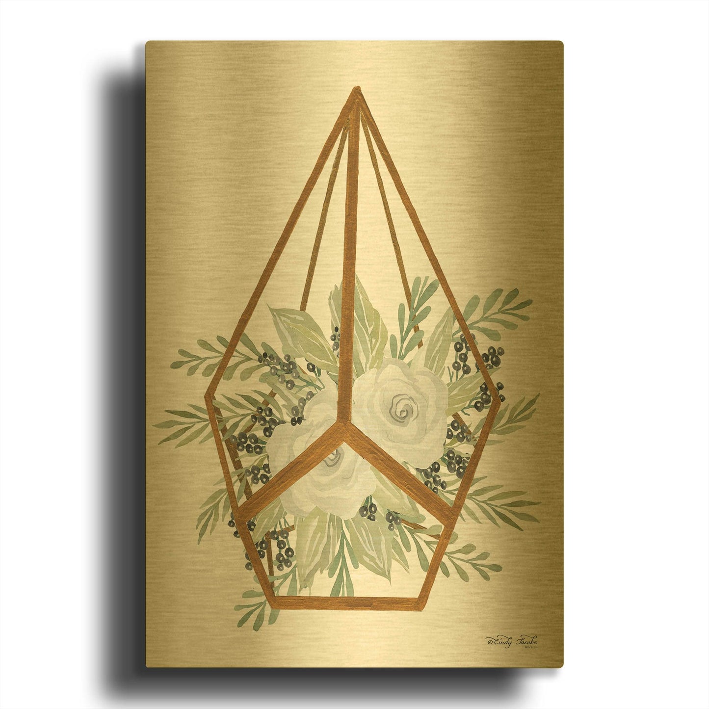 'Gold Geometric Diamond' By Cindy Jacobs Gold Metal Wall Art