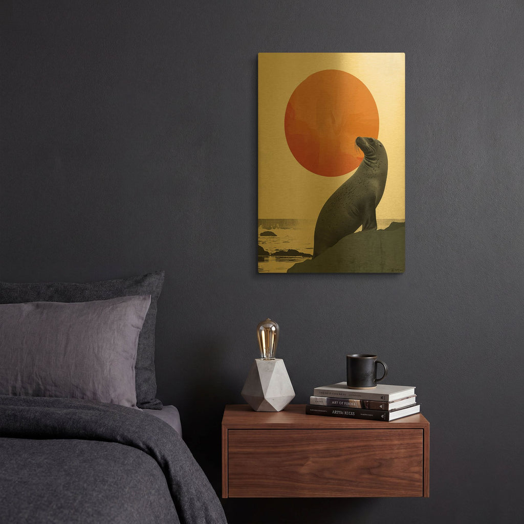 'Seal And Sun Poster' By Momart Gold Metal Wall Art