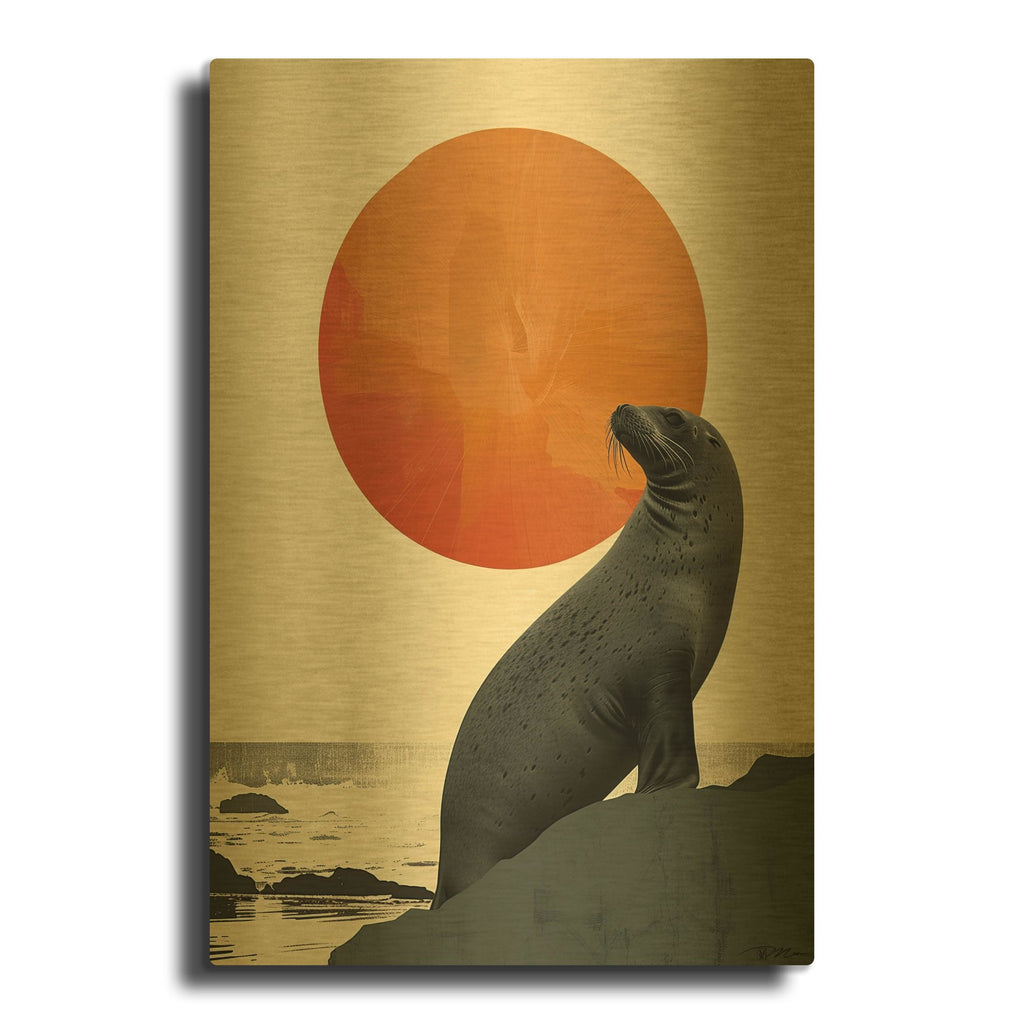 'Seal And Sun Poster' By Momart Gold Metal Wall Art