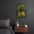 'Seven White Sheep' By Momart Gold Metal Wall Art