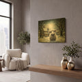 'Sheep And Church In The Snow 3' By Momart Gold Metal Wall Art