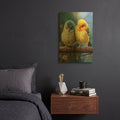 'Small Birds Cocks And Blue' By Momart Gold Metal Wall Art