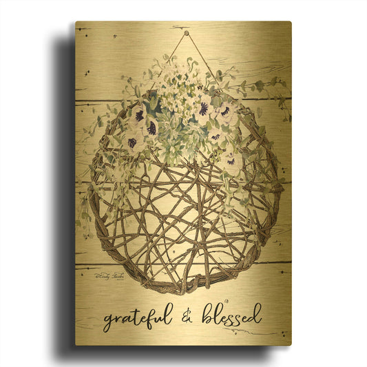 'Grateful & Blessed' By Cindy Jacobs Gold Metal Wall Art