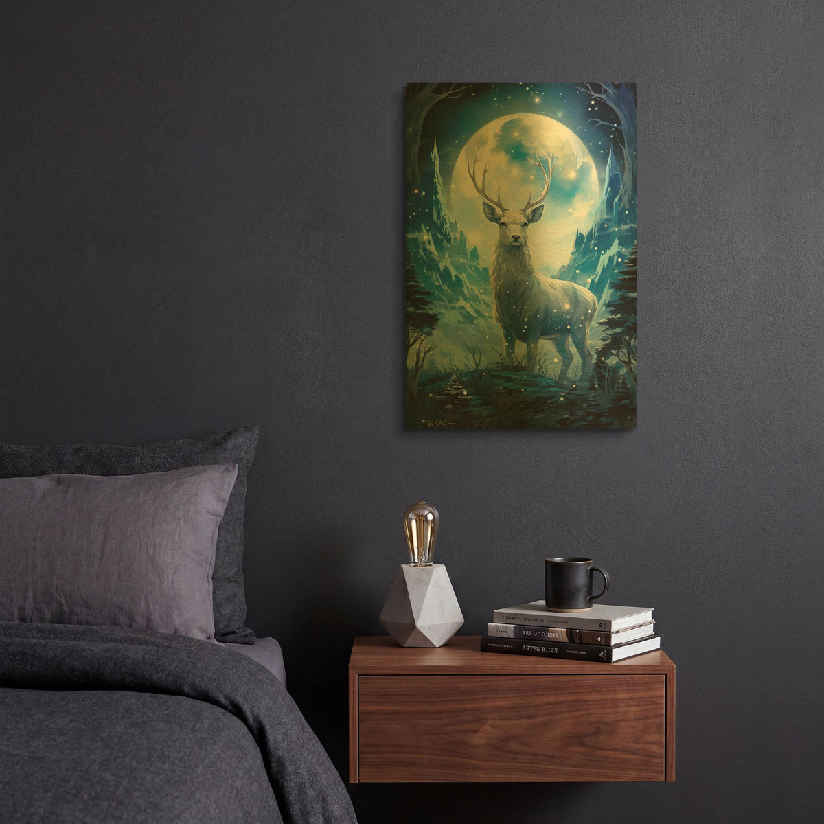'Spirit Blue Deer' By Momart Gold Metal Wall Art