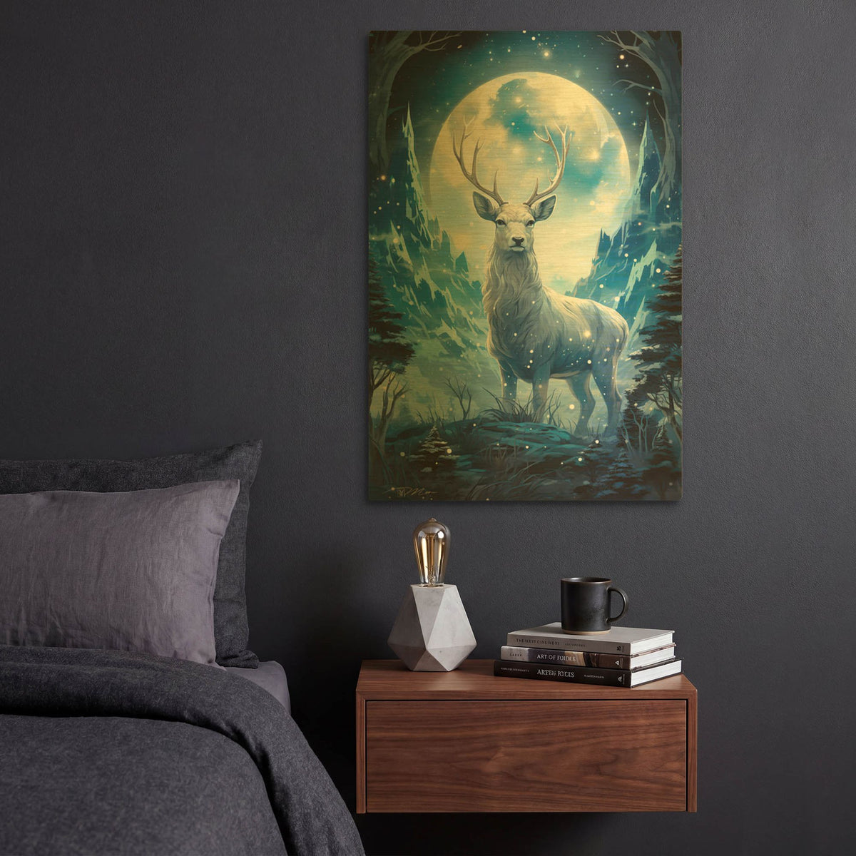 'Spirit Blue Deer' By Momart Gold Metal Wall Art