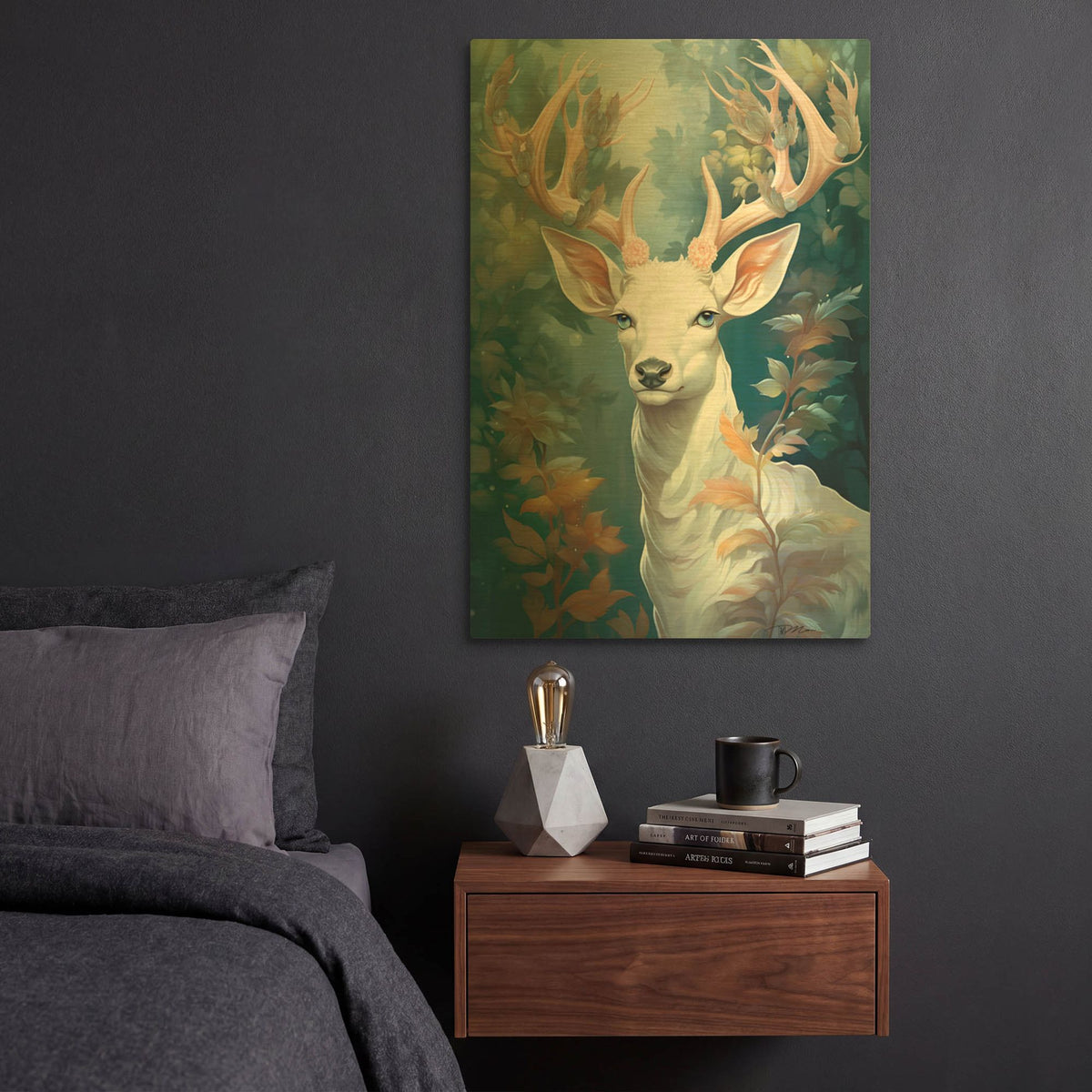 'Spirit Of The White Deer' By Momart Gold Metal Wall Art