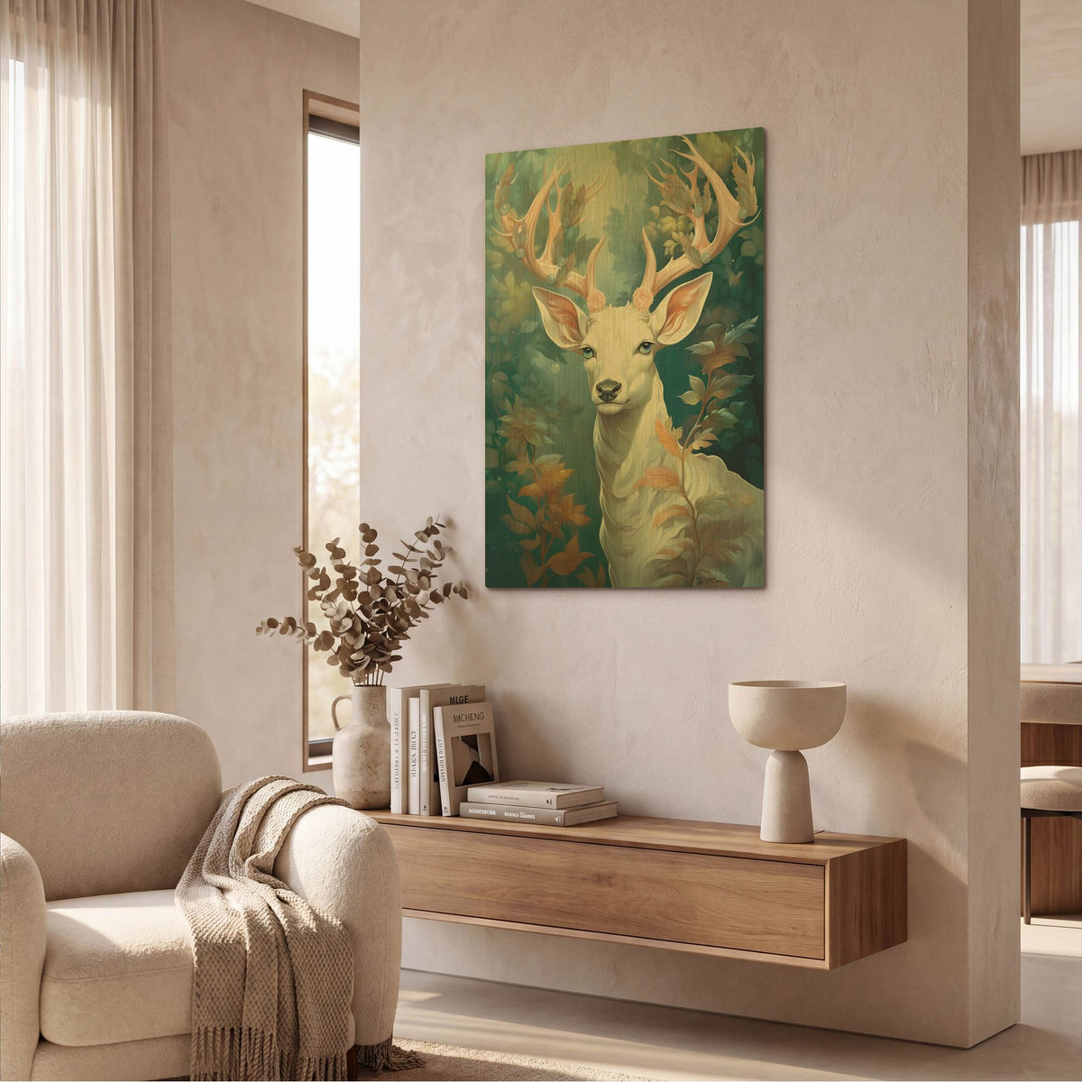 'Spirit Of The White Deer' By Momart Gold Metal Wall Art
