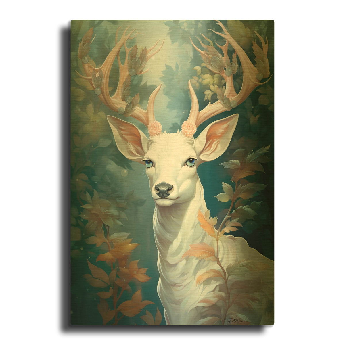 'Spirit Of The White Deer' By Momart Gold Metal Wall Art