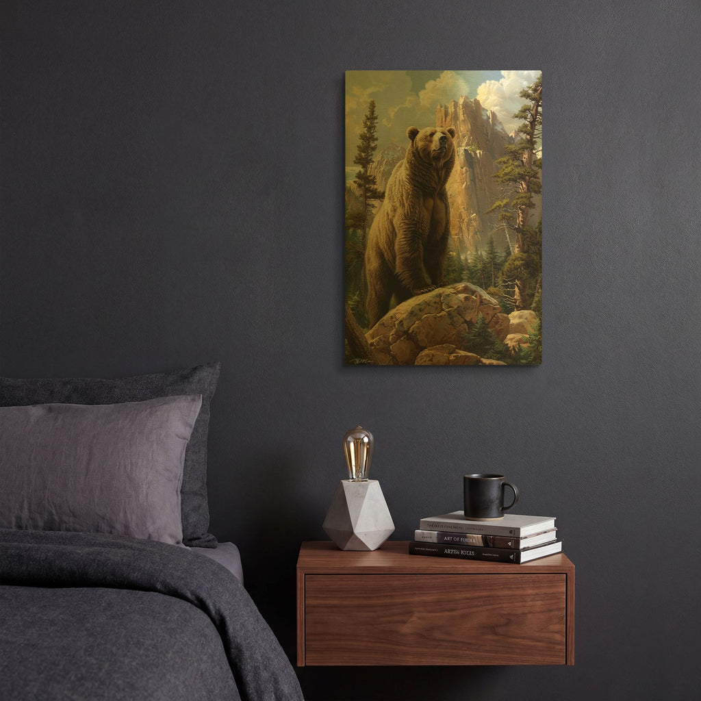 'Standing Bear' By Momart Gold Metal Wall Art