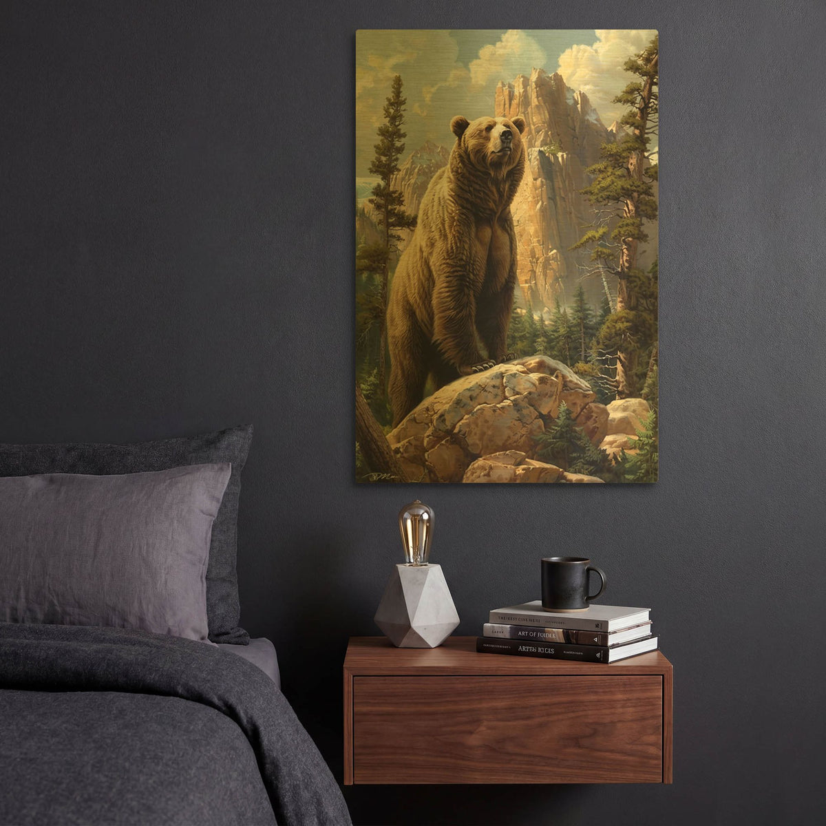 'Standing Bear' By Momart Gold Metal Wall Art