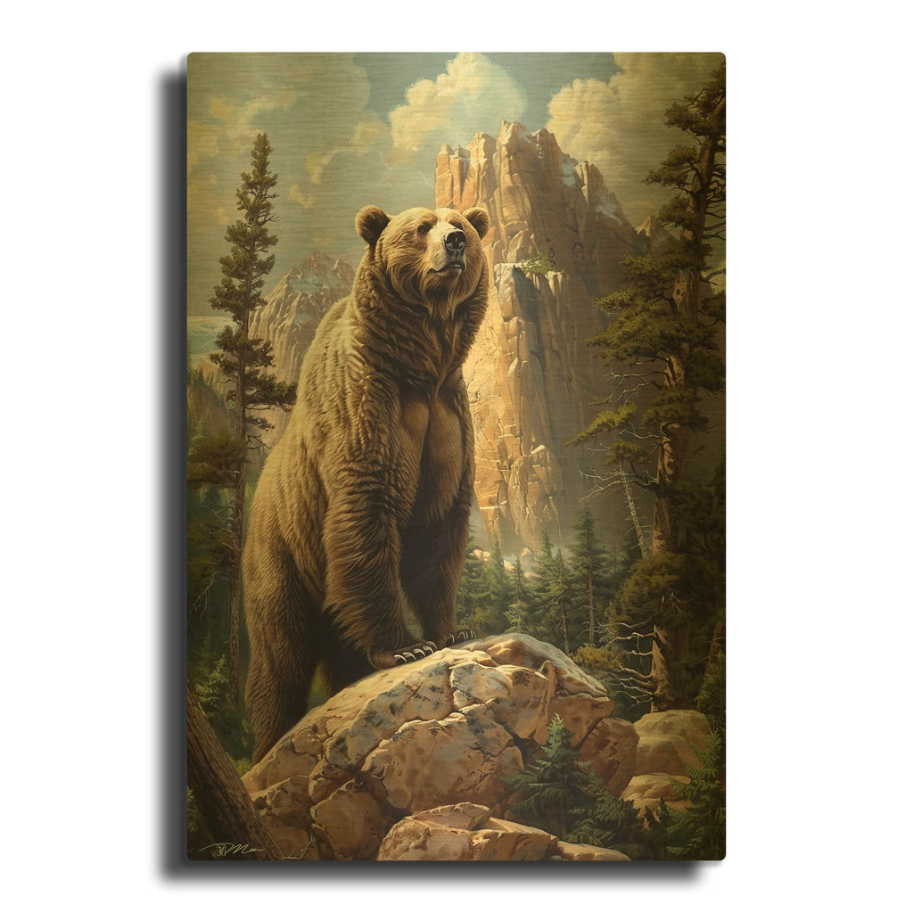 'Standing Bear' By Momart Gold Metal Wall Art
