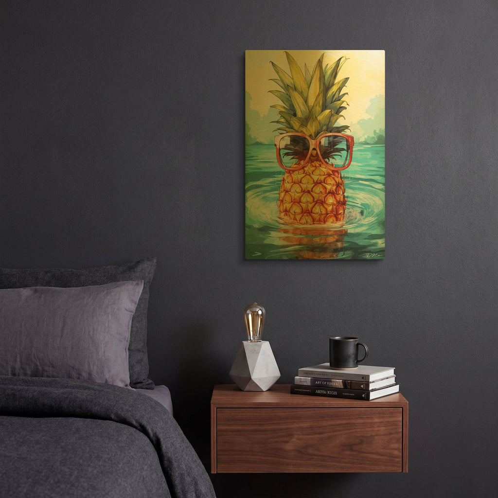 'Summer Pineapple 1' By Momart Gold Metal Wall Art