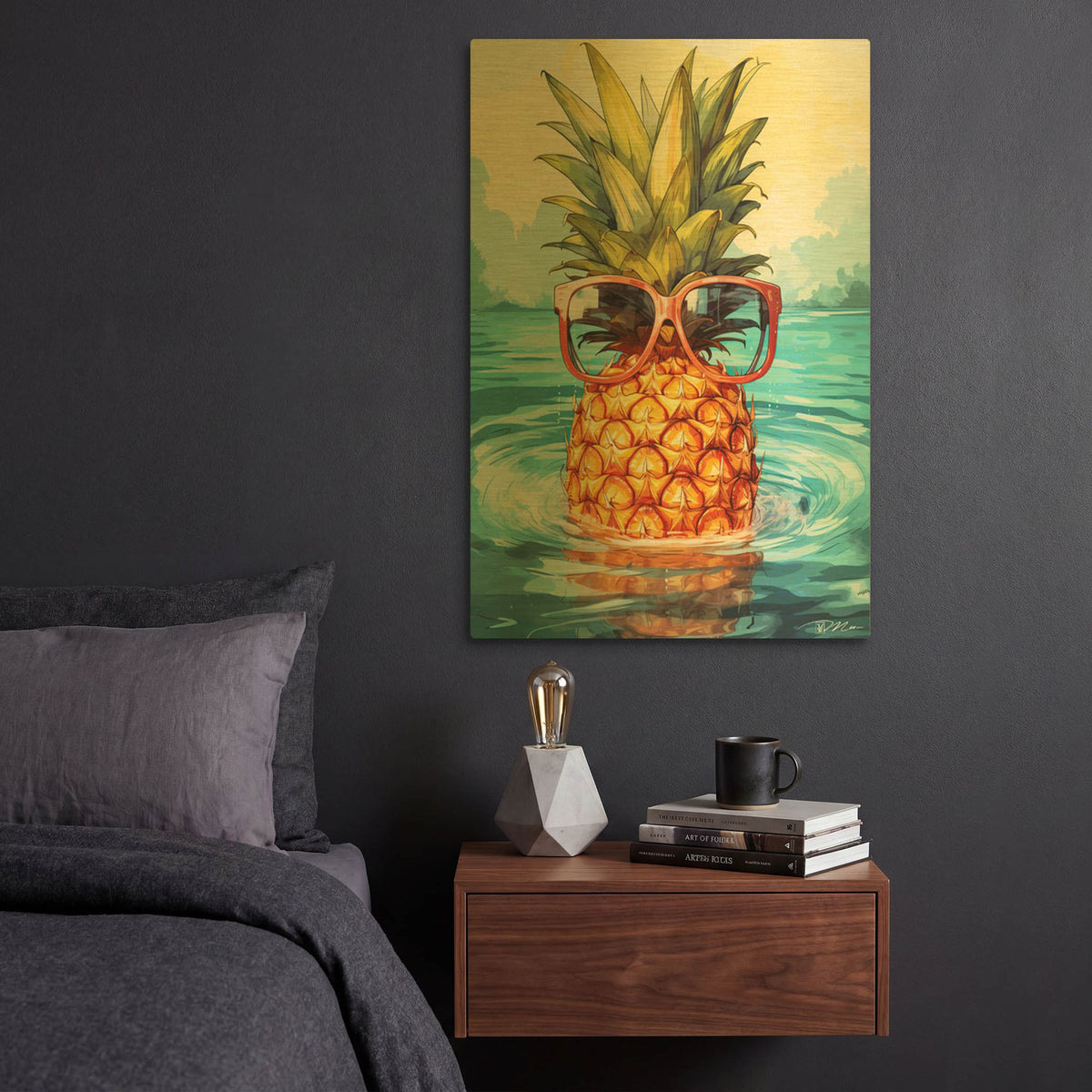 'Summer Pineapple 1' By Momart Gold Metal Wall Art