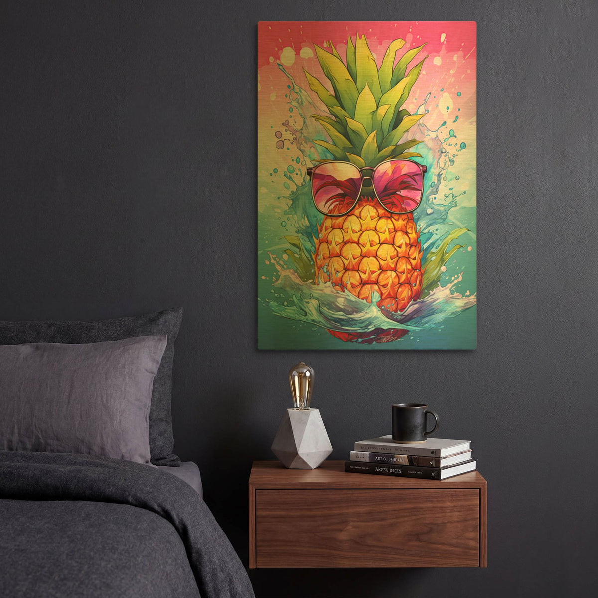 'Summer Pineapple 2' By Momart Gold Metal Wall Art