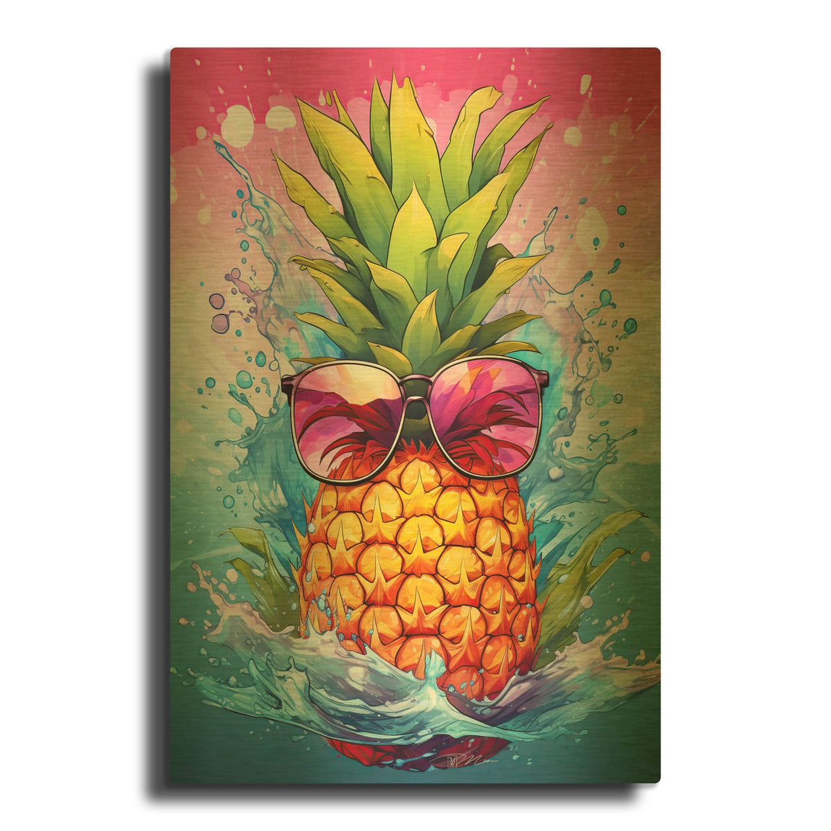 'Summer Pineapple 2' By Momart Gold Metal Wall Art