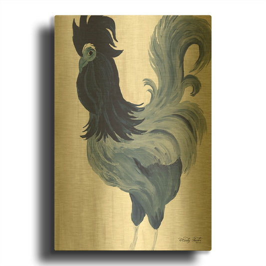 'Green & Purple Rooster II' By Cindy Jacobs Gold Metal Wall Art