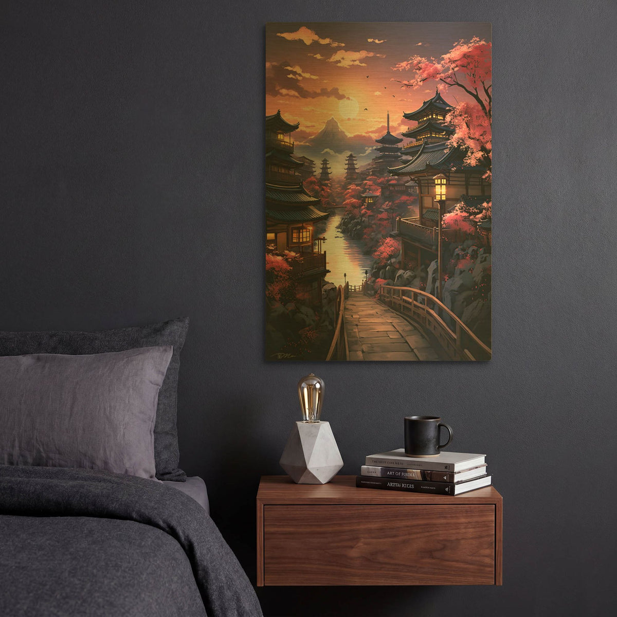 'Sunset In Japan' By Momart Gold Metal Wall Art