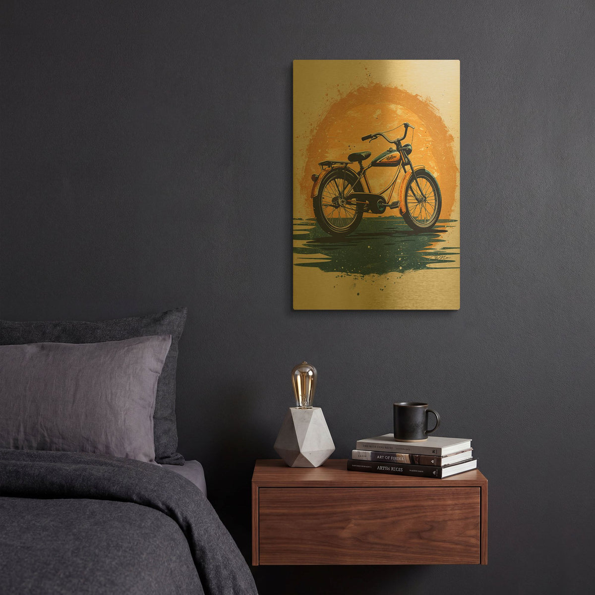 'The Ancestor Of The Motorcycle' By Momart Gold Metal Wall Art
