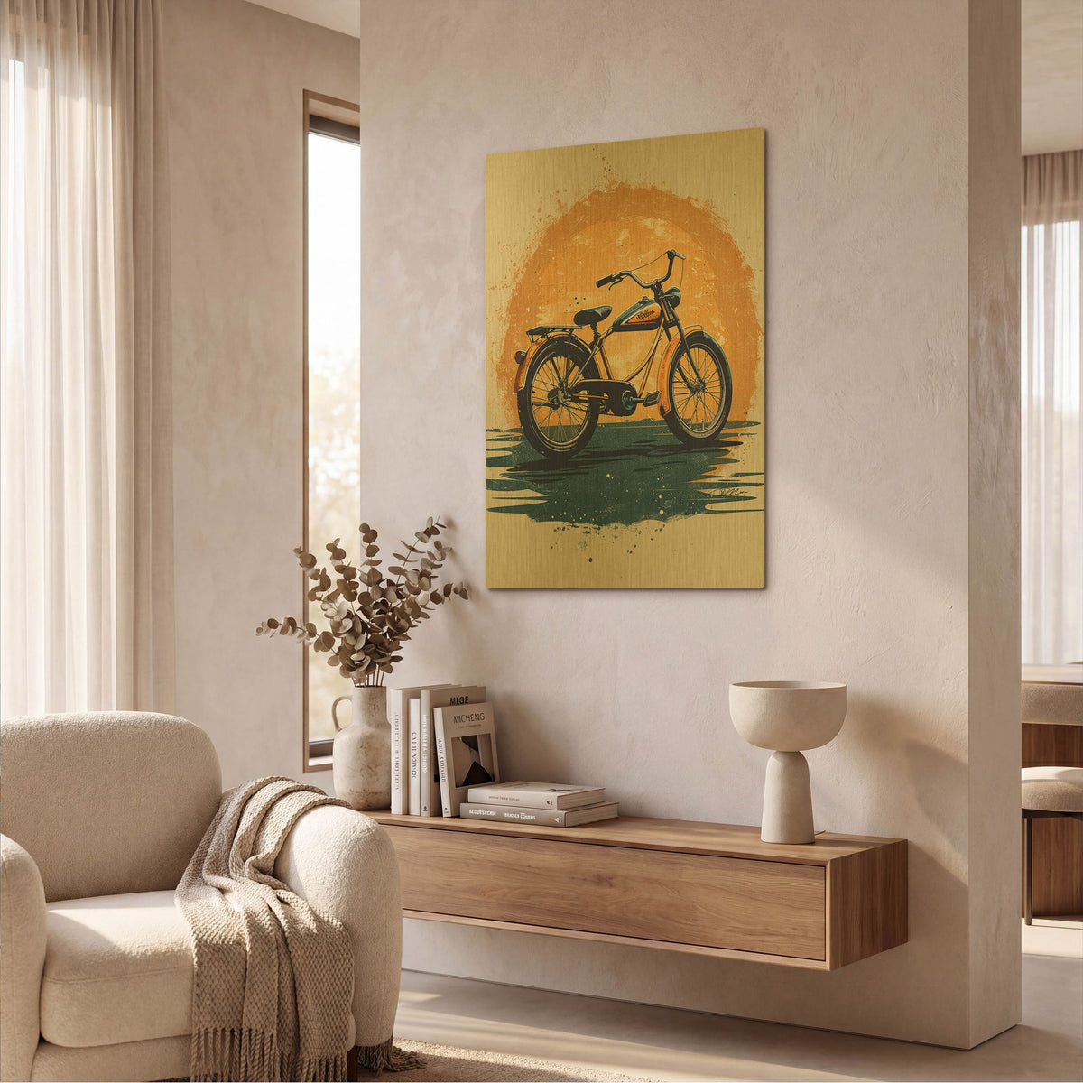 'The Ancestor Of The Motorcycle' By Momart Gold Metal Wall Art