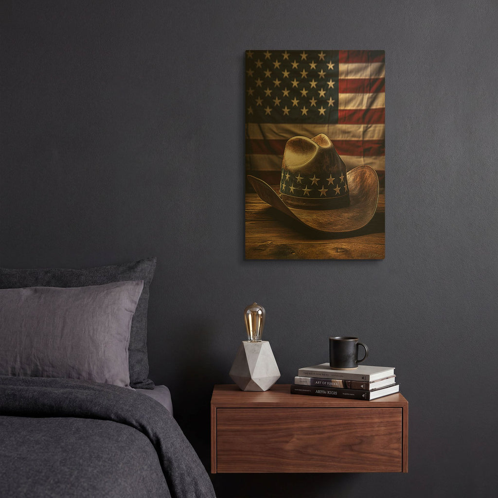 'The Cowboy Hat' By Momart Gold Metal Wall Art