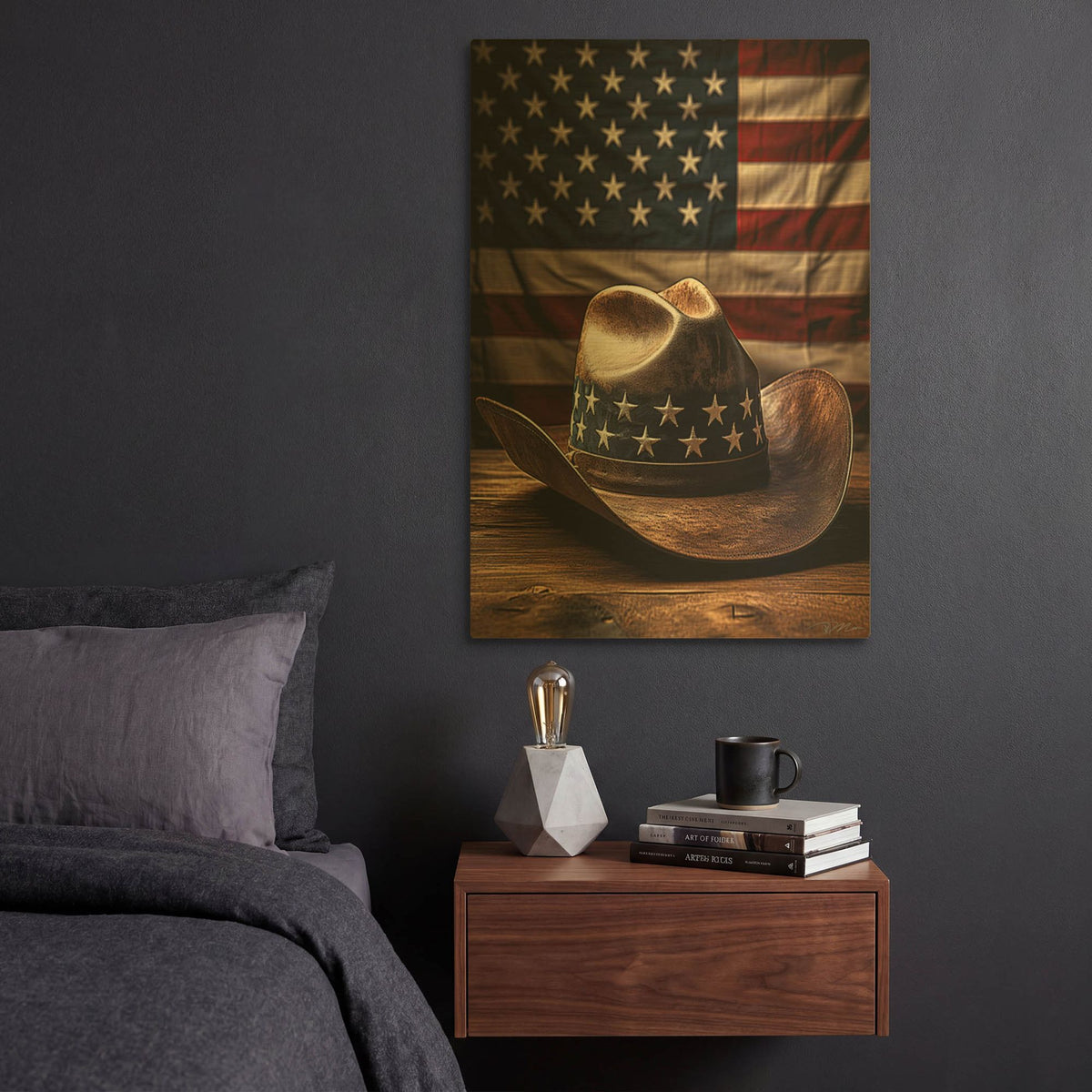 'The Cowboy Hat' By Momart Gold Metal Wall Art