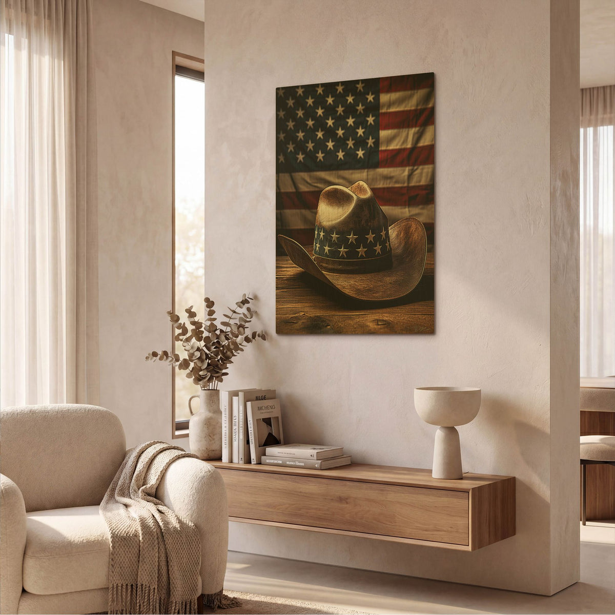 'The Cowboy Hat' By Momart Gold Metal Wall Art