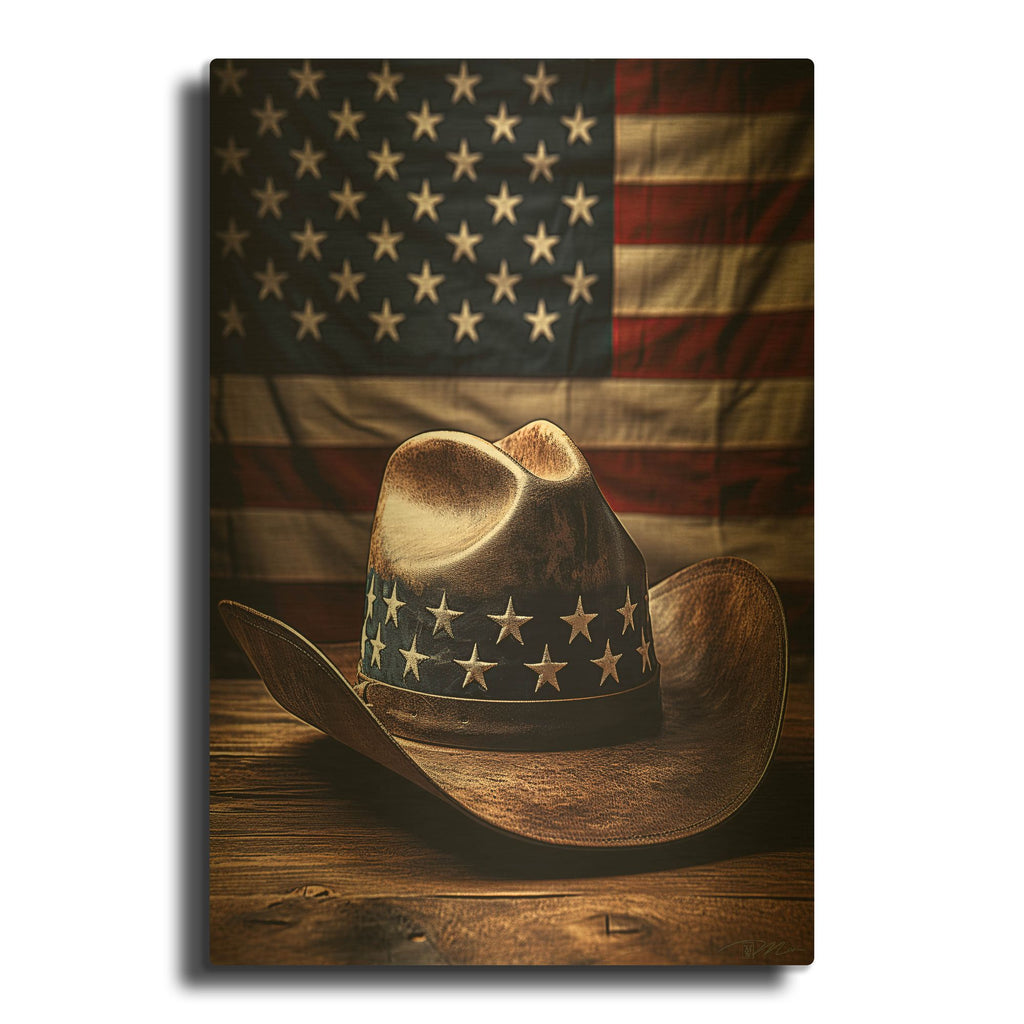 'The Cowboy Hat' By Momart Gold Metal Wall Art