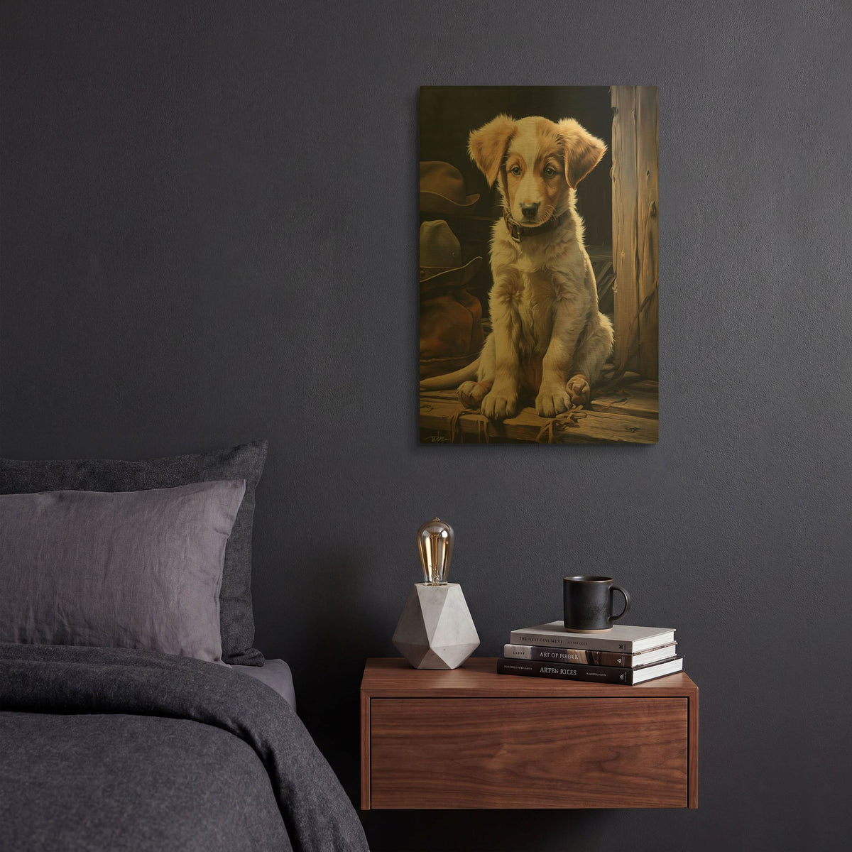 'The Cowboy’s Puppy Dog' By Momart Gold Metal Wall Art