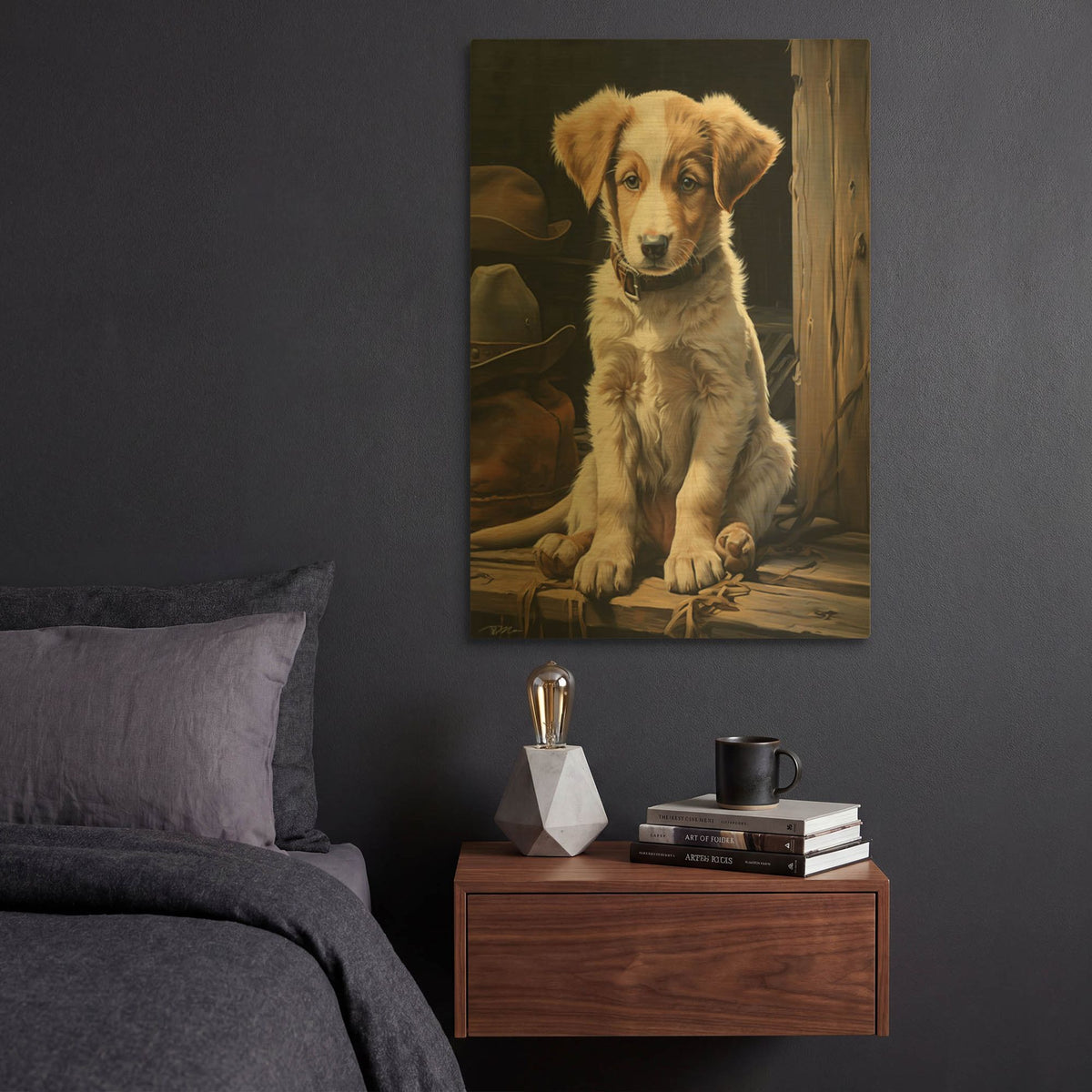 'The Cowboy’s Puppy Dog' By Momart Gold Metal Wall Art