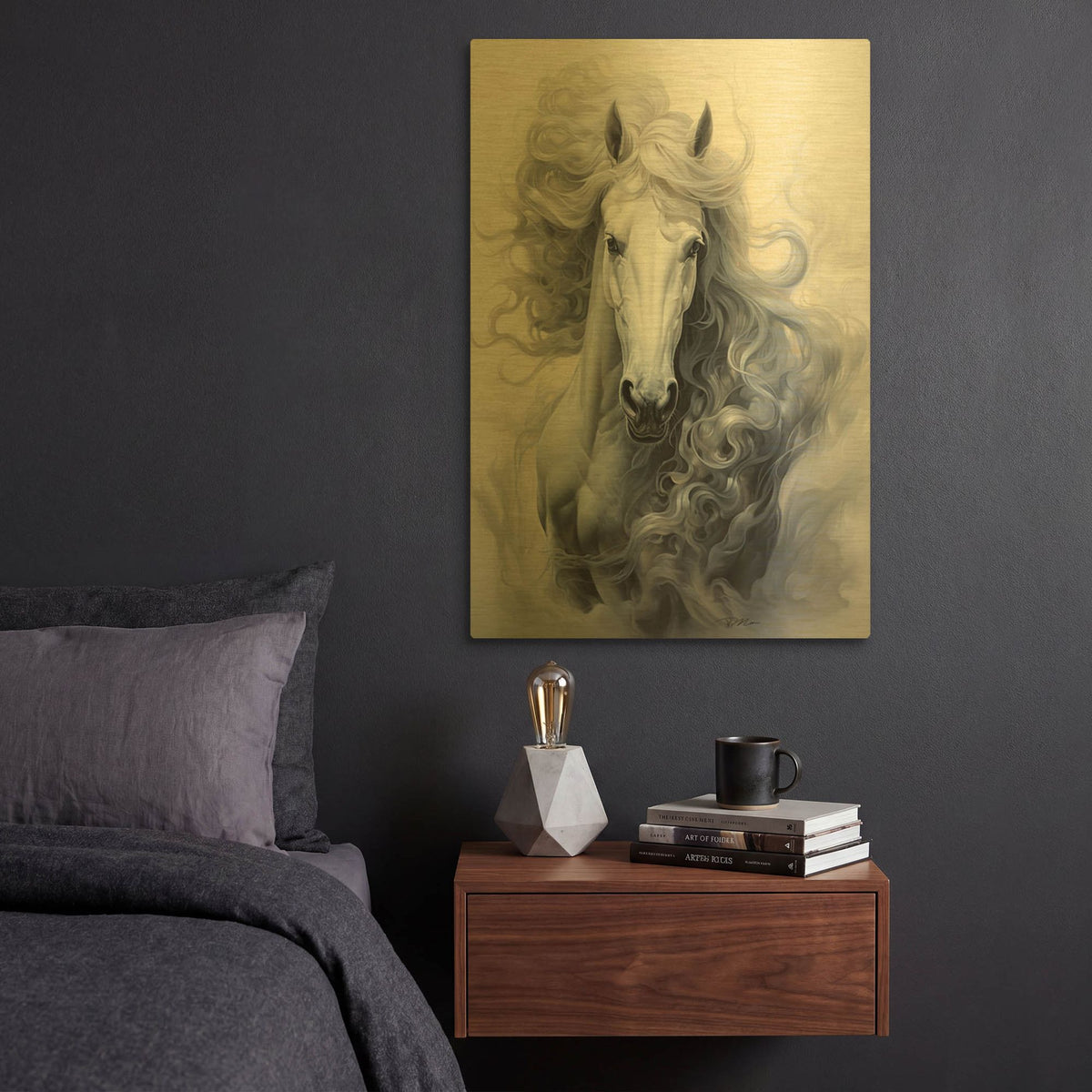'The Lord Of Horses' By Momart Gold Metal Wall Art