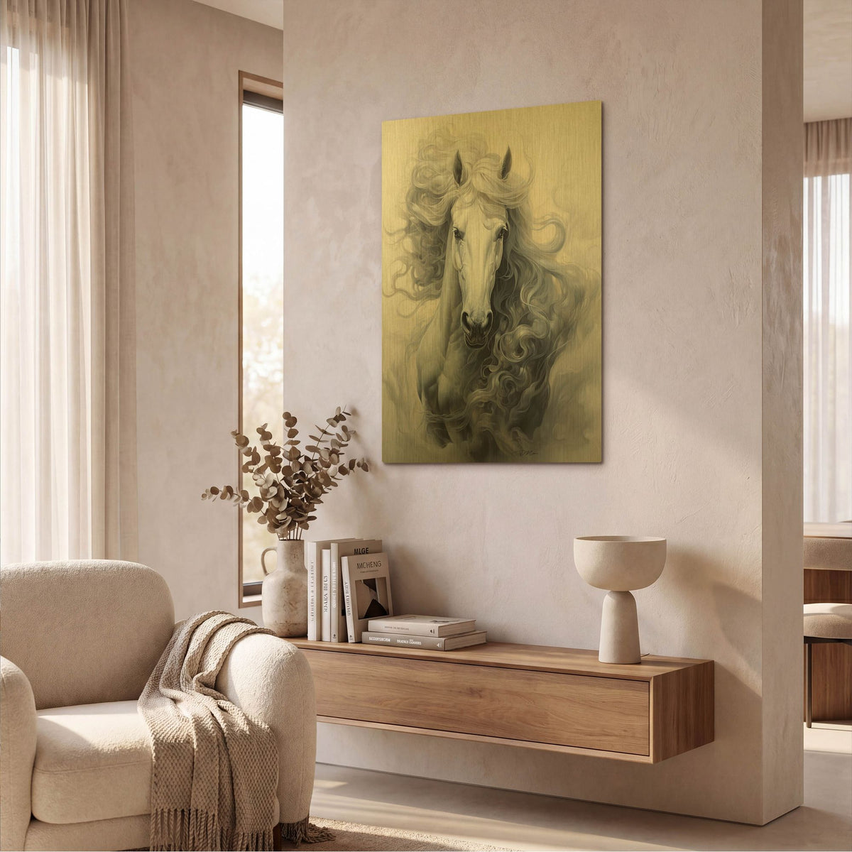 'The Lord Of Horses' By Momart Gold Metal Wall Art