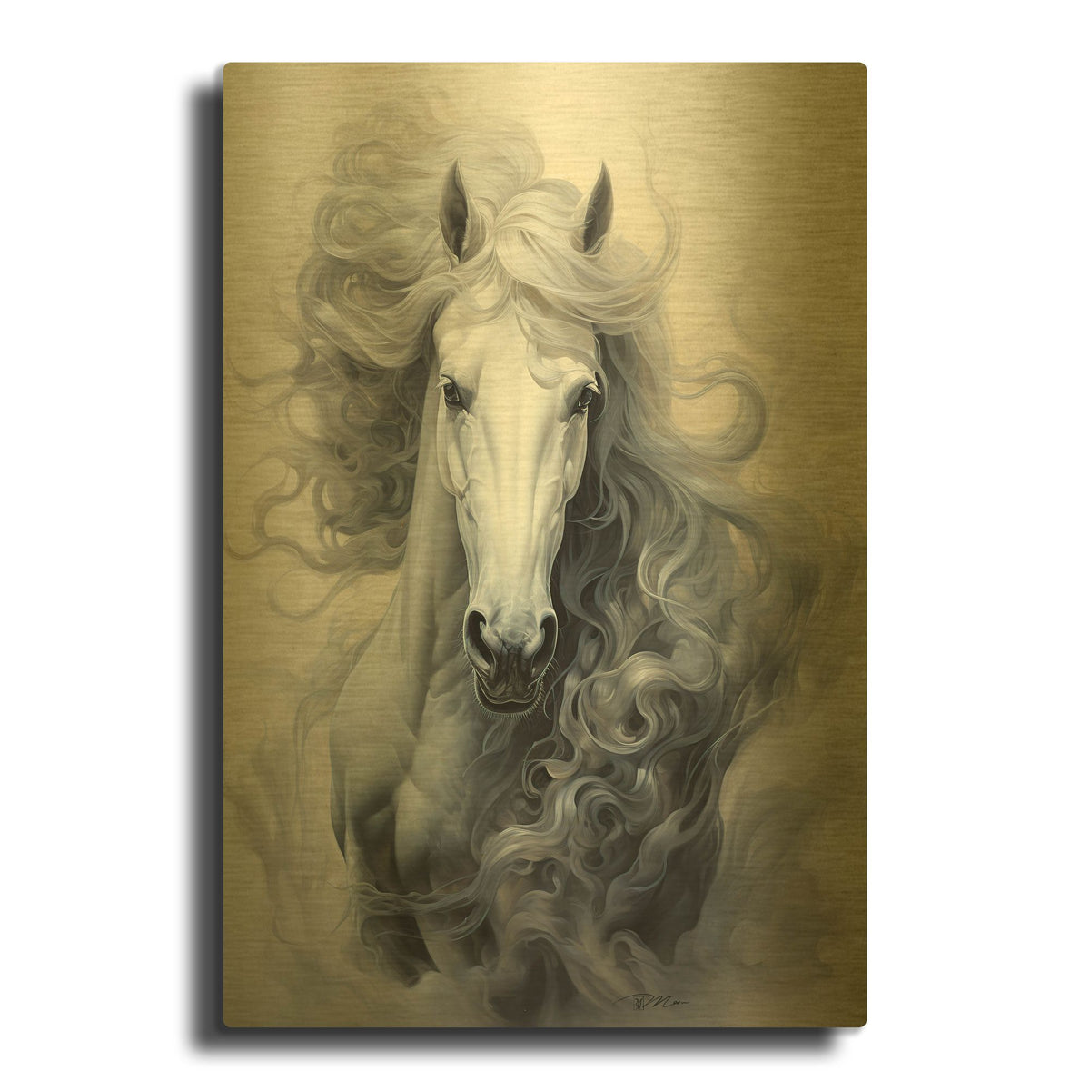 'The Lord Of Horses' By Momart Gold Metal Wall Art