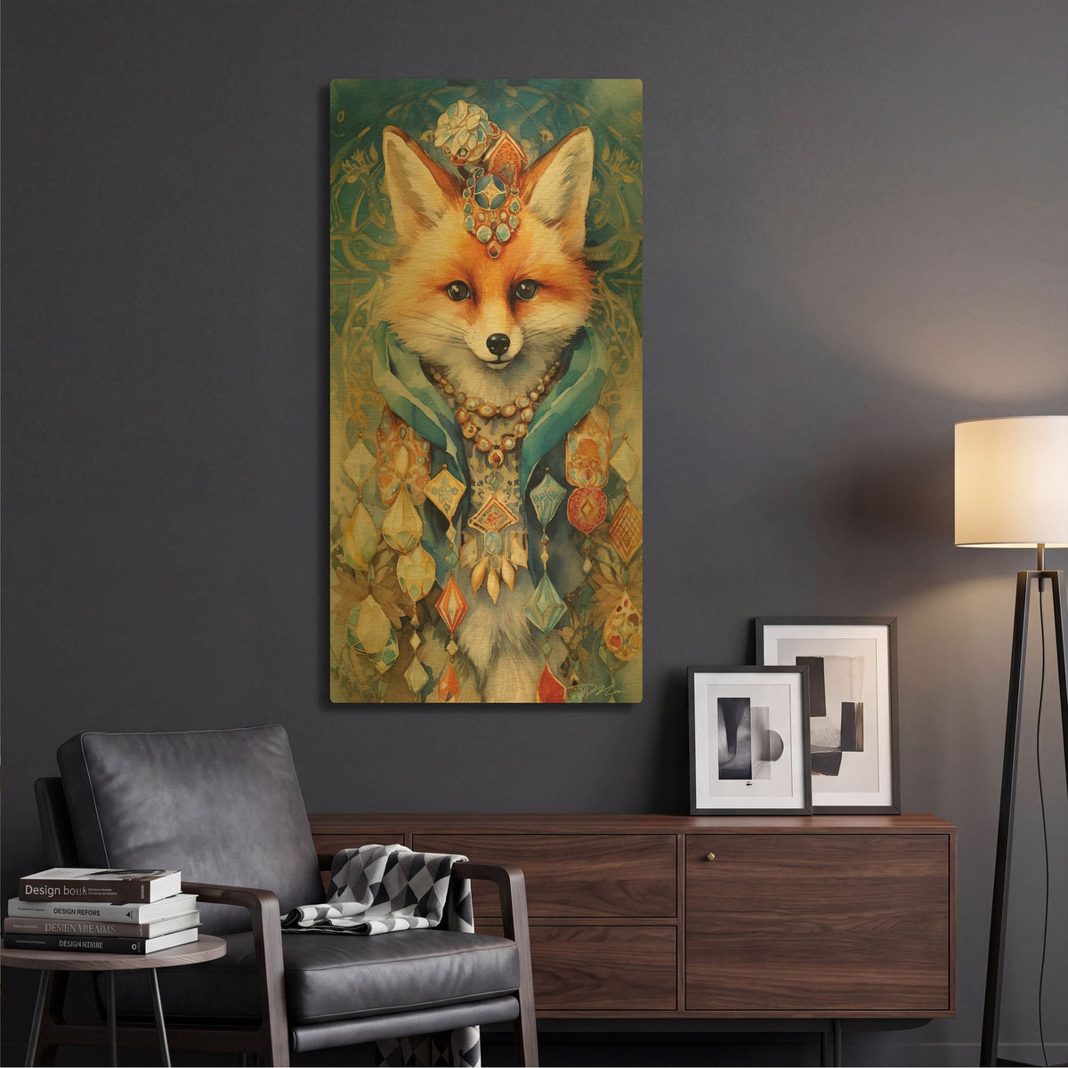 'Treasure-Keepers Fox 2' By Momart Gold Metal Wall Art