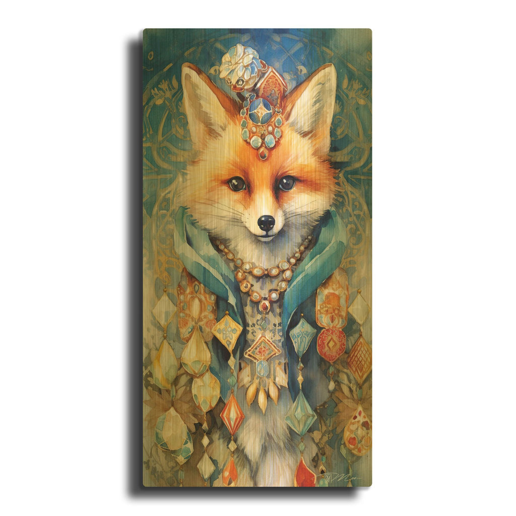 'Treasure-Keepers Fox 2' By Momart Gold Metal Wall Art