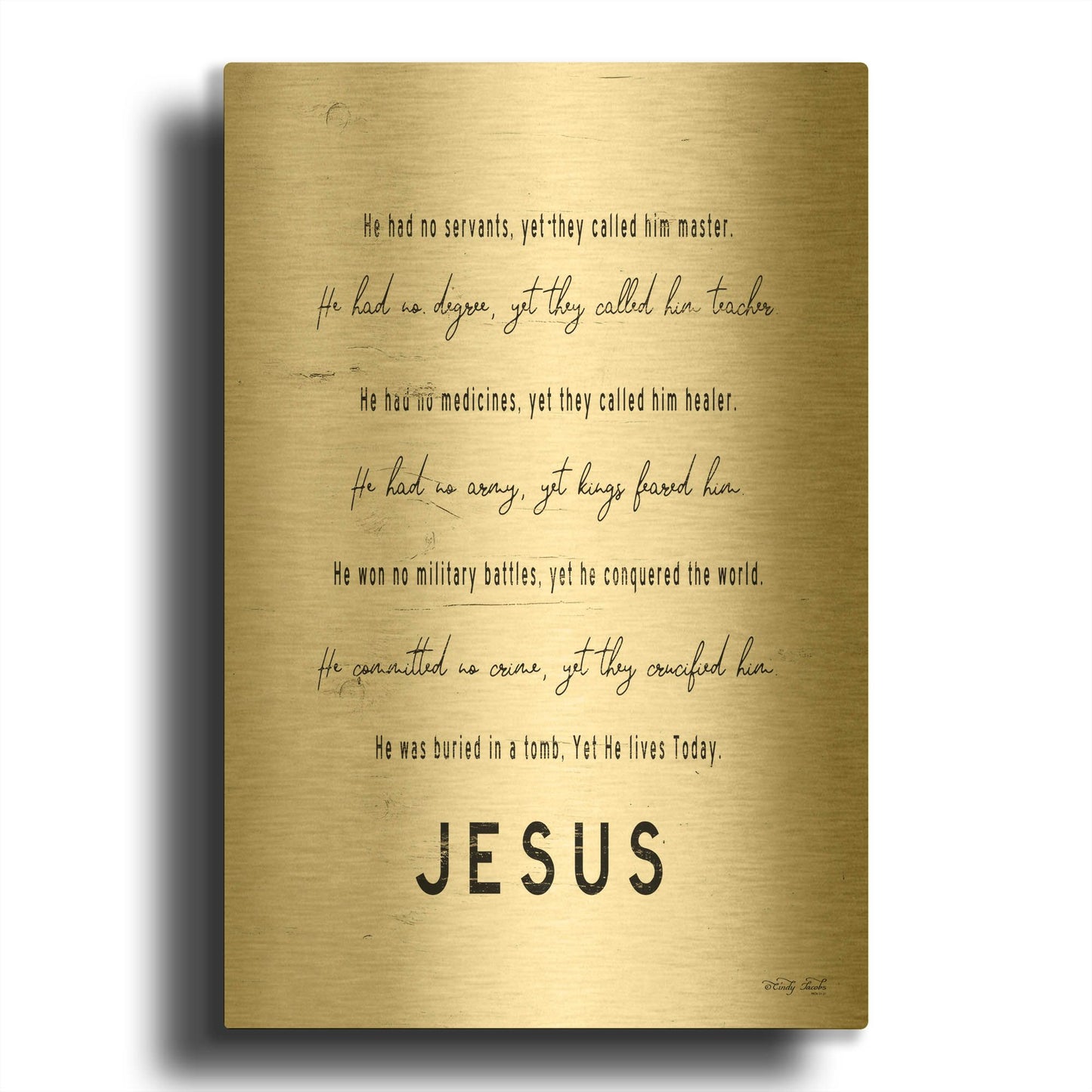 'Jesus' By Cindy Jacobs Gold Metal Wall Art