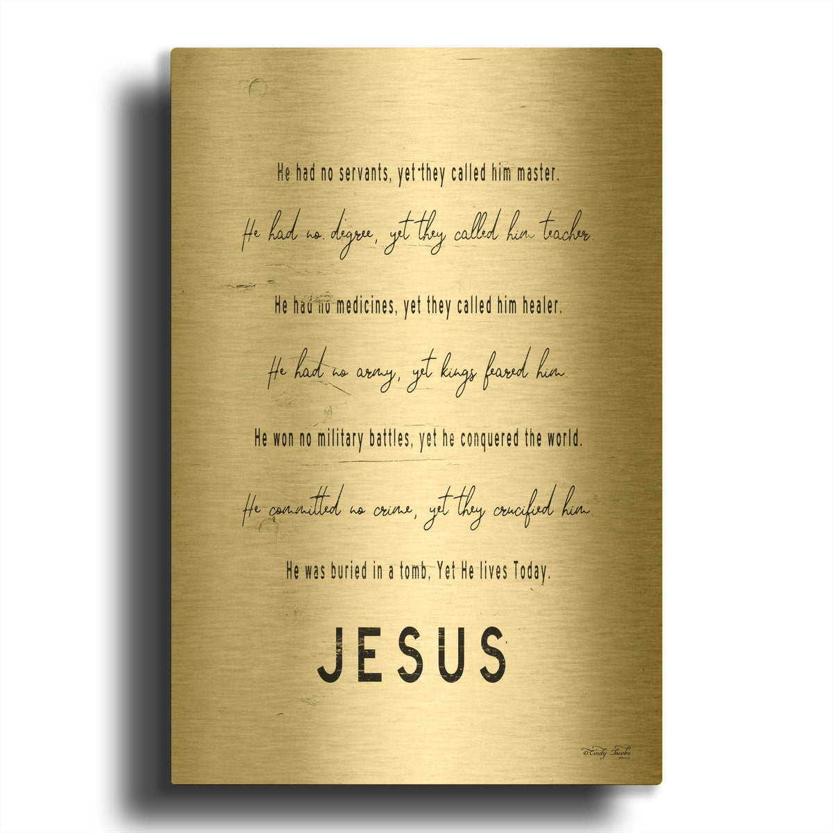 'Jesus' By Cindy Jacobs Gold Metal Wall Art