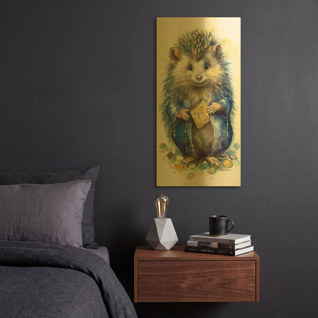 'Treasure-Keepers Hedgehog 1' By Momart Gold Metal Wall Art