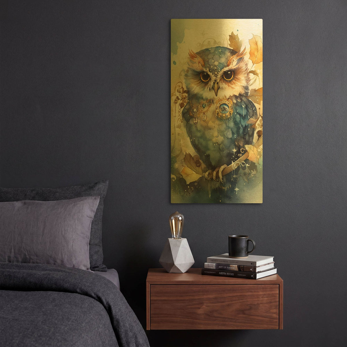 'Treasure-Keepers Owl' By Momart Gold Metal Wall Art